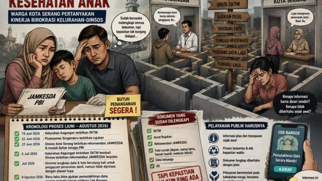 Hampir Dua Bulan Urus Jaminan Kesehatan Anak, Warga Kota Serang Pertanyakan Kinerja Birokrasi Kelurahan-Dinsos